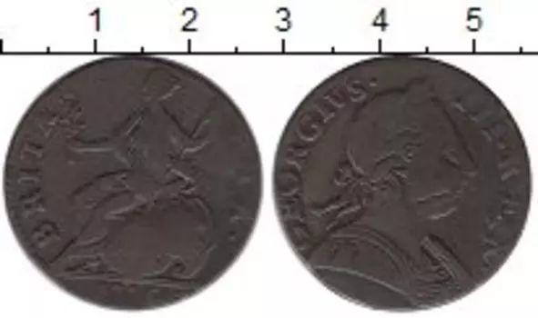 Монета 1/2 пенни Англии 1775 года Медь Георг III