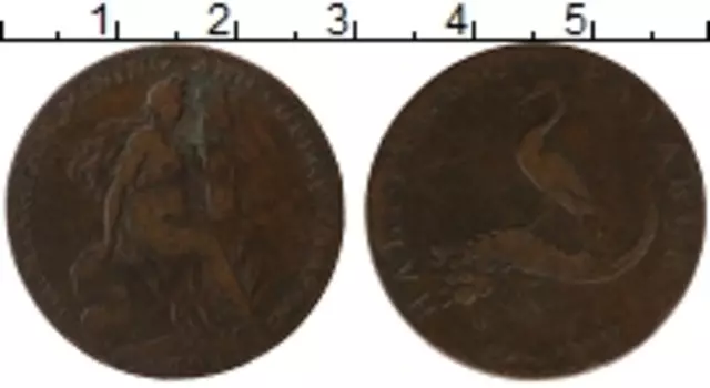 Монета 1/2 пенни Англии 1792 года Медь Токен, Бирмингем