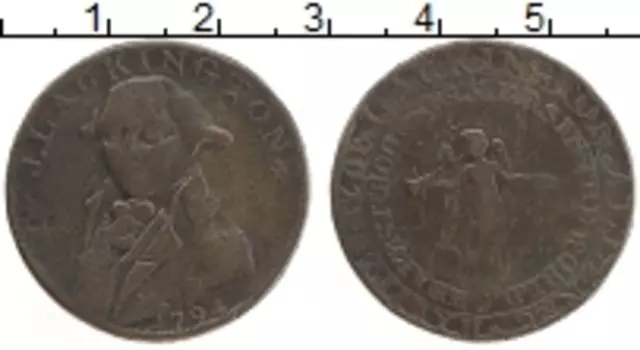 Монета 1/2 пенни Англии 1794 года Бронза Лэкингтон