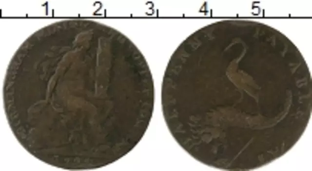 Монета 1/2 пенни Англии 1794 года Медь Токен