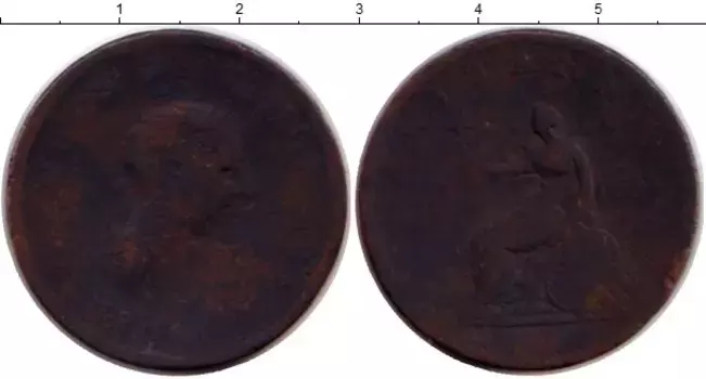Монета 1/2 пенни Англии 1806 года Медь Георг III