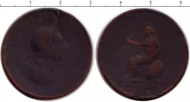 Монета 1/2 пенни Англии 1806 года Медь Георг III