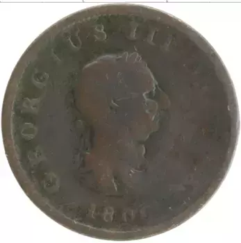 Монета 1/2 пенни Англии 1806 года Медь Георг III