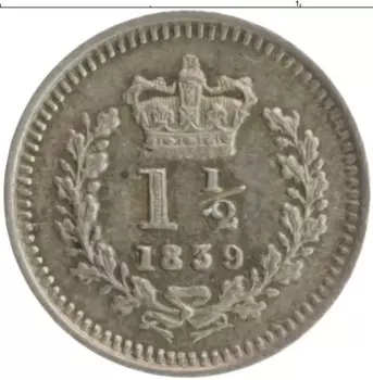 Монета 1/2 пенни Англии 1839 года Серебро Виктория