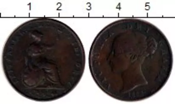 Монета 1/2 пенни Англии 1853 года Медь Виктория
