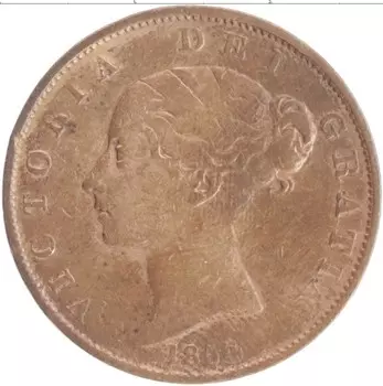 Монета 1/2 пенни Англии 1854 года Медь Виктория