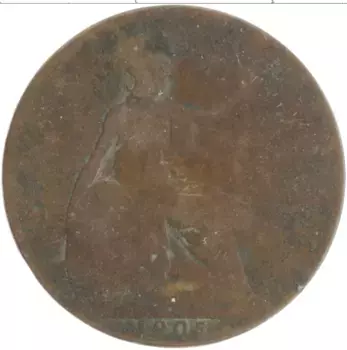 Монета 1/2 пенни Англии 1905 года Бронза Эдуард VII