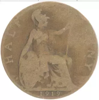 Монета 1/2 пенни Англии 1919 года Бронза Георг V