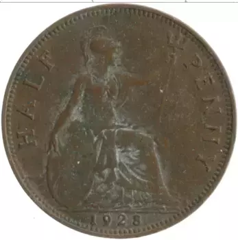 Монета 1/2 пенни Англии 1928 года Бронза Георг V