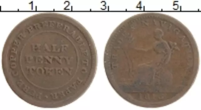 Монета 1/2 пенни Австралии 1813 года Медь Токен