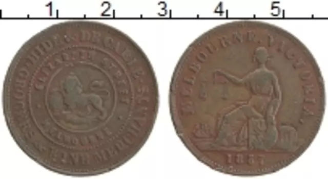 Монета 1/2 пенни Австралии 1857 года Медь Токен