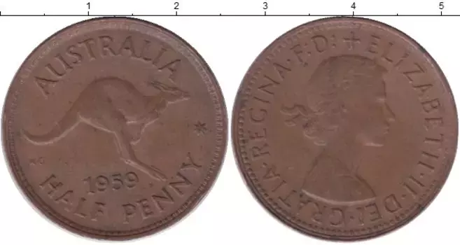 Монета 1/2 пенни Австралии 1964 года Медь Елизавета II