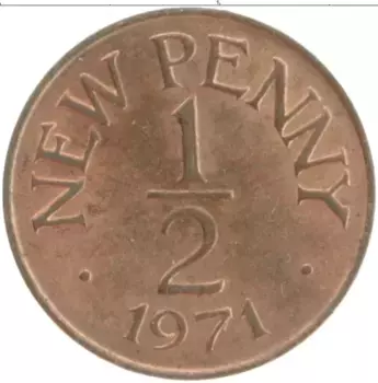 Монета 1/2 пенни Гернси 1971 года Бронза