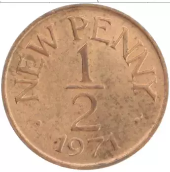 Монета 1/2 пенни Гернси 1971 года Бронза
