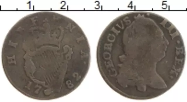 Монета 1/2 пенни Ирландии 1782 года Медь Георг III