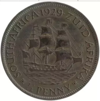 Монета 1/2 пенни Южно Африканской Республики 1929 года Бронза Георг V