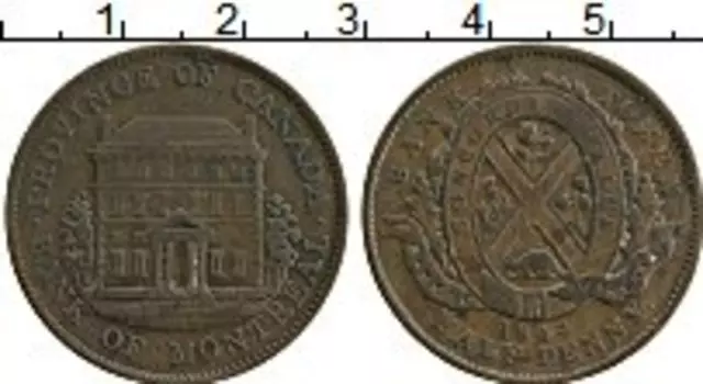 Монета 1/2 пенни Канады 1844 года Медь Токен