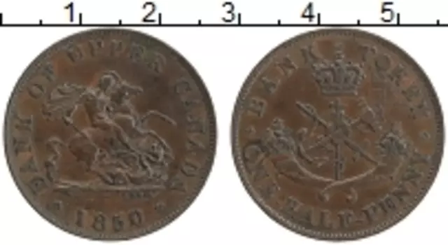 Монета 1/2 пенни Канады 1850 года Медь Токен