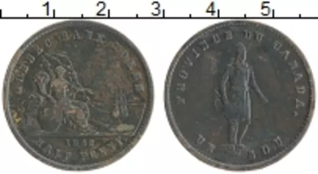 Монета 1/2 пенни Канады 1852 года Медь Токен
