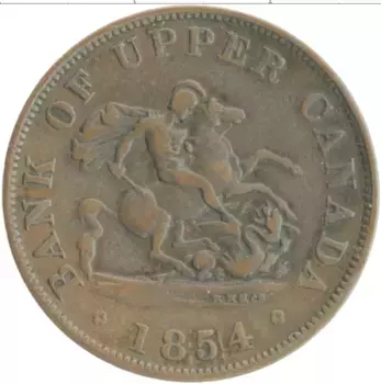 Монета 1/2 пенни Канады 1854 года Медь Токен