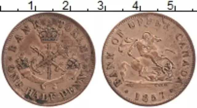 Монета 1/2 пенни Канады 1857 года Медь Токен