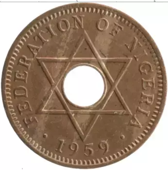 Монета 1/2 пенни Нигерии 1959 года Бронза Елизавета II