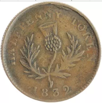 Монета 1/2 пенни Новой Шотландии 1832 года Медь Георг IV