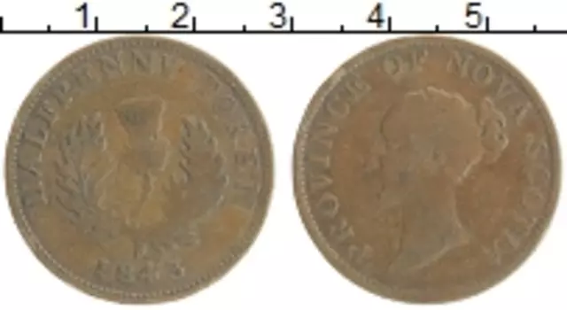 Монета 1/2 пенни Новой Скотии 1843 года Бронза Чертополох