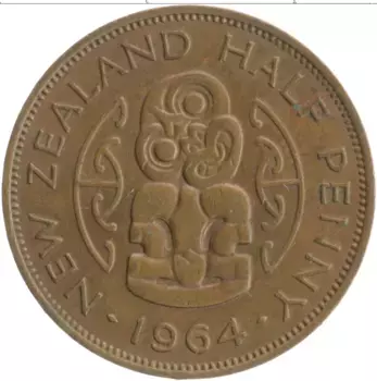 Монета 1/2 пенни Новой Зеландии 1964 года Бронза Елизавета II