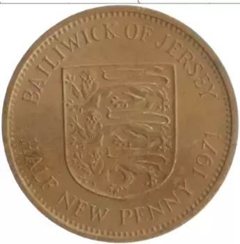 Монета 1/2 пенни Острова Джерси 1971 года Бронза Елизавета II