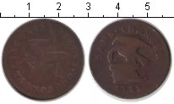 Монета 1/2 пенни Острова Мэн 1733 года Медь