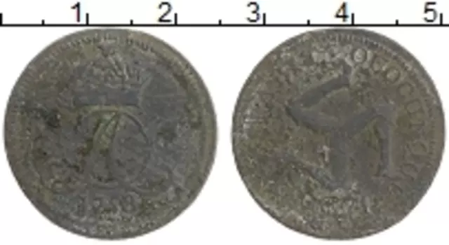 Монета 1/2 пенни Острова Мэн 1758 года Медь