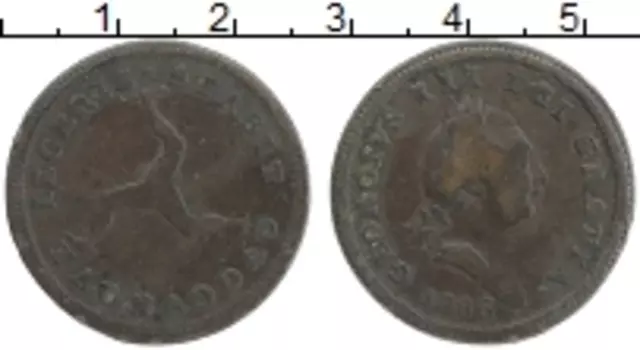 Монета 1/2 пенни Острова Мэн 1786 года Медь Георг III