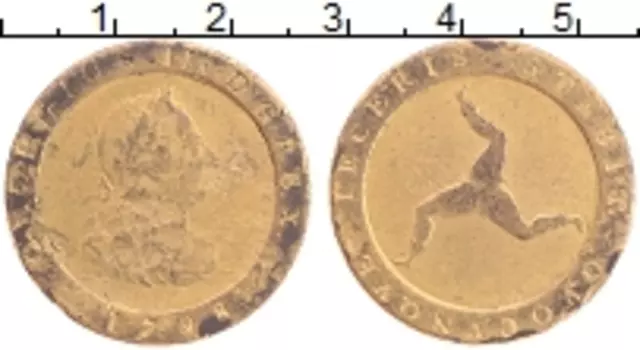 Монета 1/2 пенни Острова Мэн 1798 года Медь Георг III