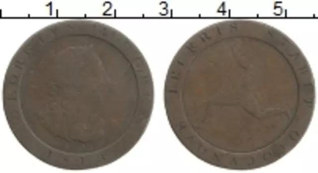 Монета 1/2 пенни Острова Мэн 1813 года Медь Георг III