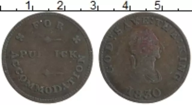Монета 1/2 пенни Острова Мэн 1830 года Медь Токен