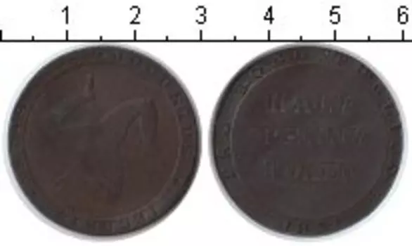 Монета 1/2 пенни Острова Мэн 1831 года Медь токен