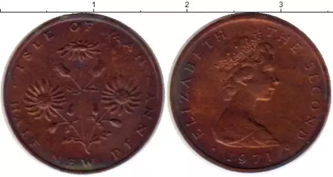 Монета 1/2 пенни Острова Мэн 1971 года Бронза Елизавета II