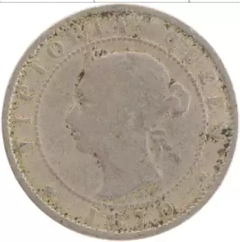 Монета 1/2 пенни Ямайки 1870 года Медно-никель Виктория
