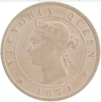 Монета 1/2 пенни Ямайки 1871 года Медно-никель Виктория