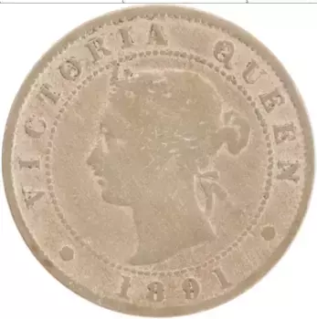 Монета 1/2 пенни Ямайки 1891 года Медно-никель Виктория