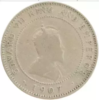 Монета 1/2 пенни Ямайки 1907 года Медно-никель Эдвард VII