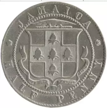 Монета 1/2 пенни Ямайки 1919 года Медно-никель Георг V