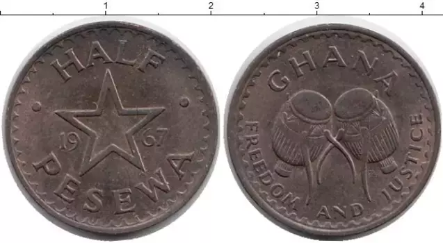 Монета 1/2 песева Ганы 1967 года Бронза Тамтам