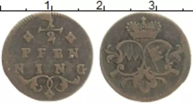 Монета 1/2 пфеннига Вюрцбурга 1761 года Медь Чеканка 1779-95 гг