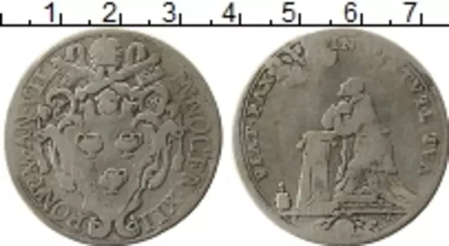 Монета 1/2 пиастра Ватикана 1692 года Серебро Иннокентий XII