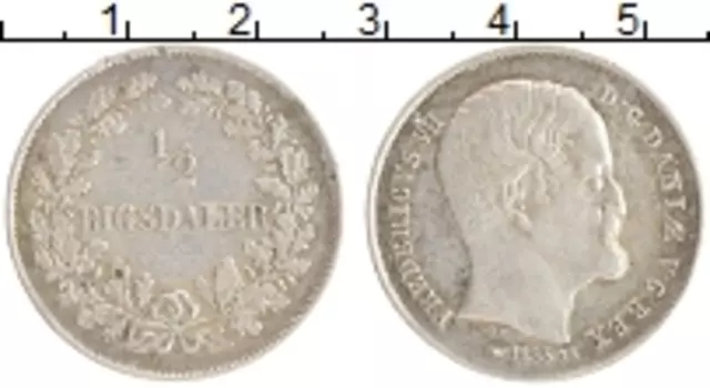 Монета 1/2 ригсдаллера Дании 1855 года Серебро Фредерик VII