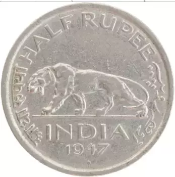 Монета 1/2 рупии Индии 1947 года Медно-никель Георг VI
