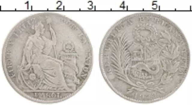 Монета 1/2 соля Перу 1923 года Серебро