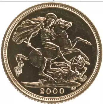 Монета 1/2 соверена Англии 2000 года Золото Елизавета II